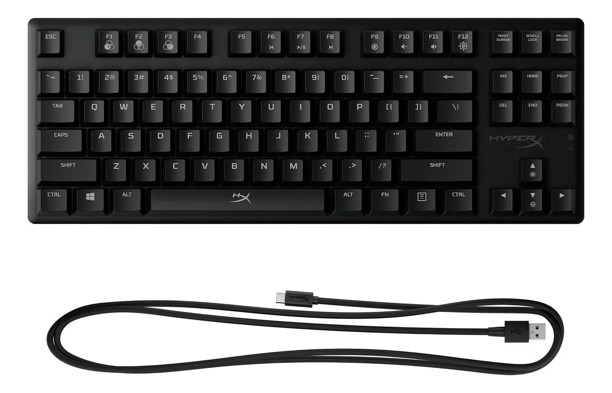 Teclado gamer HyperX Alloy QWERTY Red inglés US color negro con luz RGB