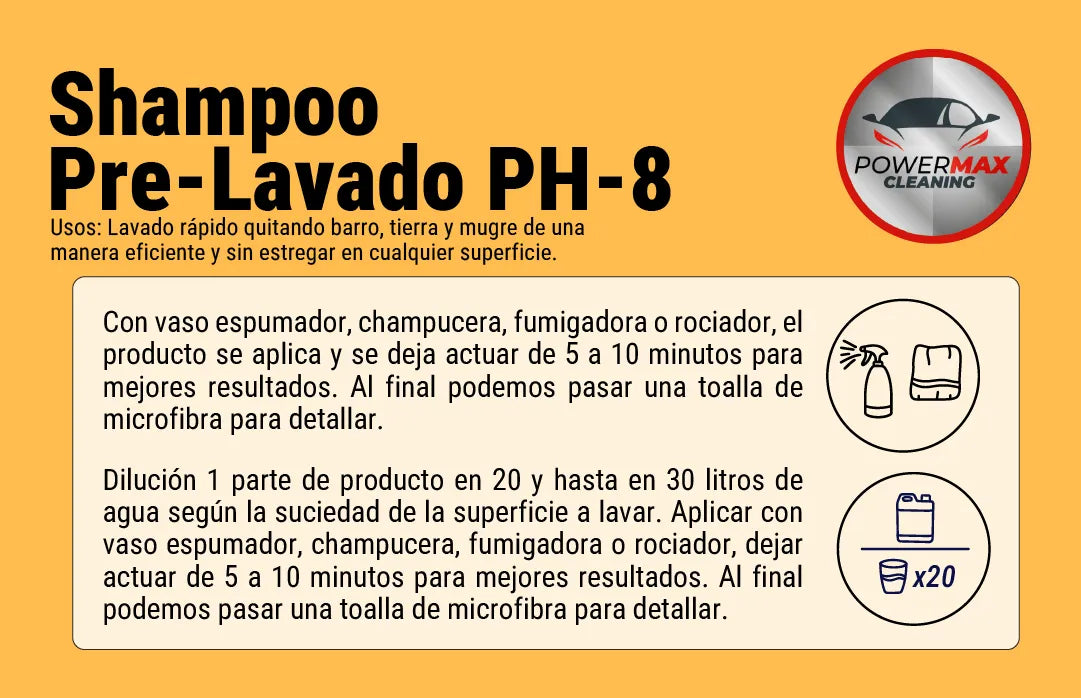 Shampoo Prelavado Carros Motos Can-am Power Max Clean Galón