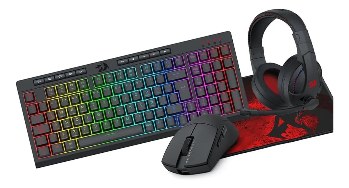Kit Teclado/ Mouse/ Diadema/ Mousepad Redragon S147 Negro
