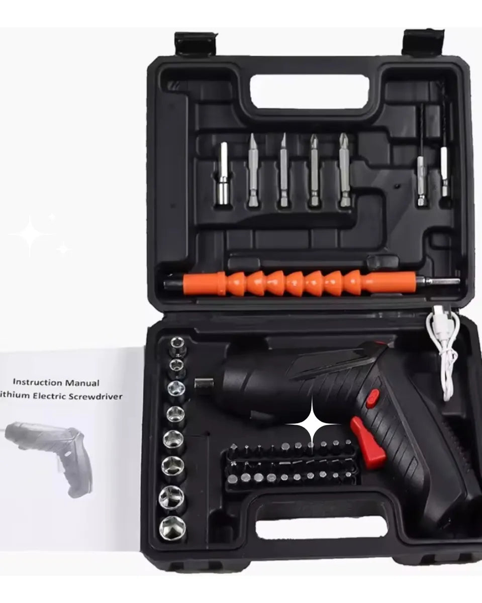 Mini Taladro Destornillador Eléctrico Recargable 3.6v Juego - Multicolor - 3.5