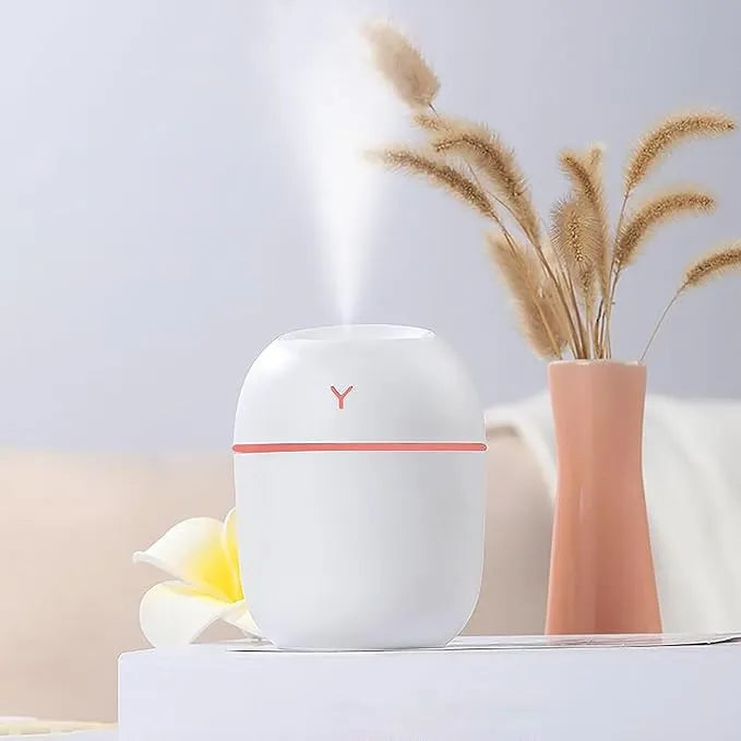 Mini humidificador de aire portátil, purificador USB, LED, 220 ml, color blanco