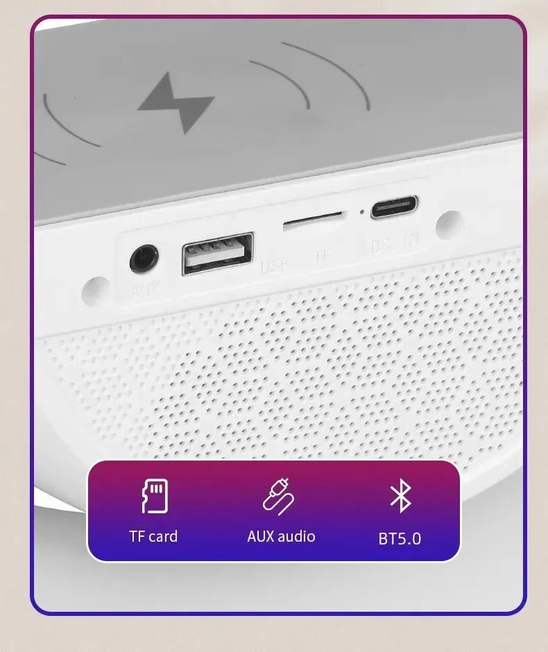 Bocina Bluetooth Altavoz Cargador Inalámbrico Led Rgb