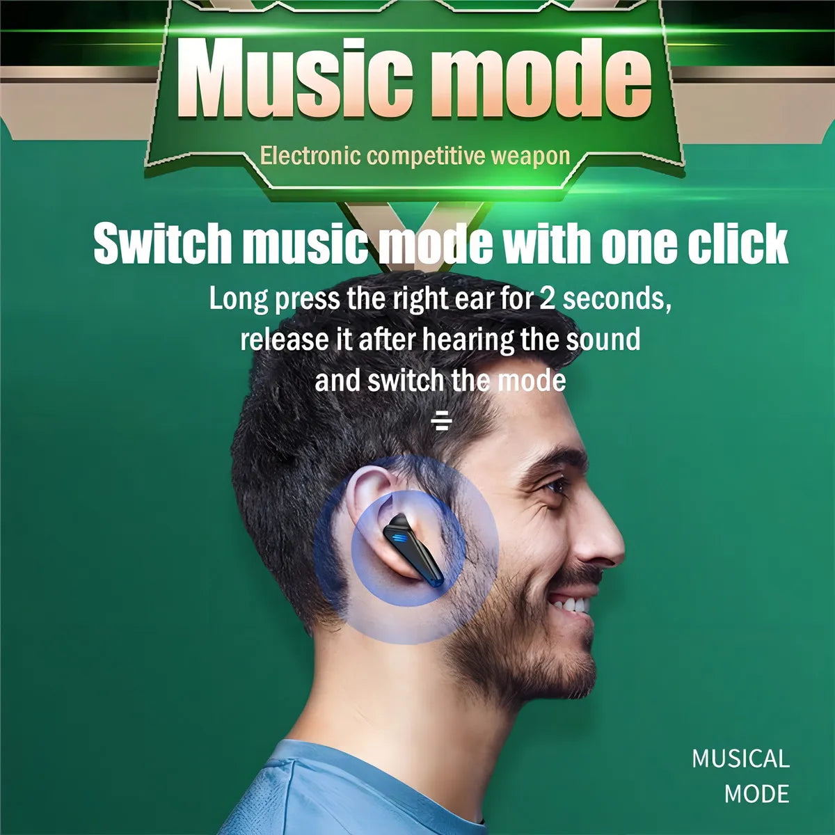 Auriculares Bluetooth 5.0 Inalámbricos K55 Tws Game Sports Color Negro