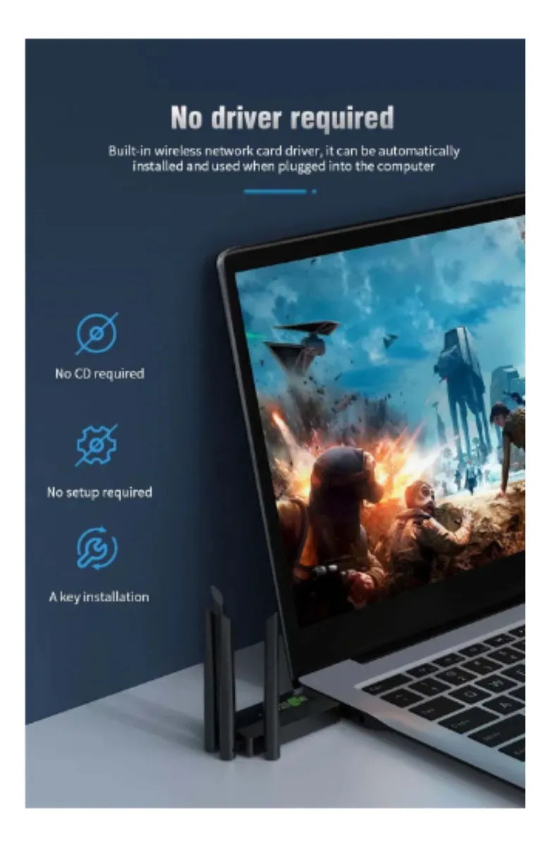 Antena Adaptador Wifi 5 Windows, Linux, Mac Os 10.9 - 10.15