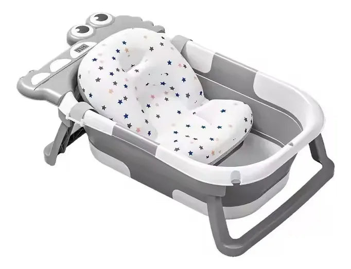 Bañera Plegable Portátil Con Termómetro Y Cojin Malla 6869 Color Gris Cocodrilo