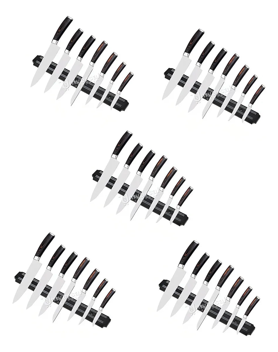 Kit con 5 barras magnéticas para cuchillos, imanes multiusos, 33 cm, color negro