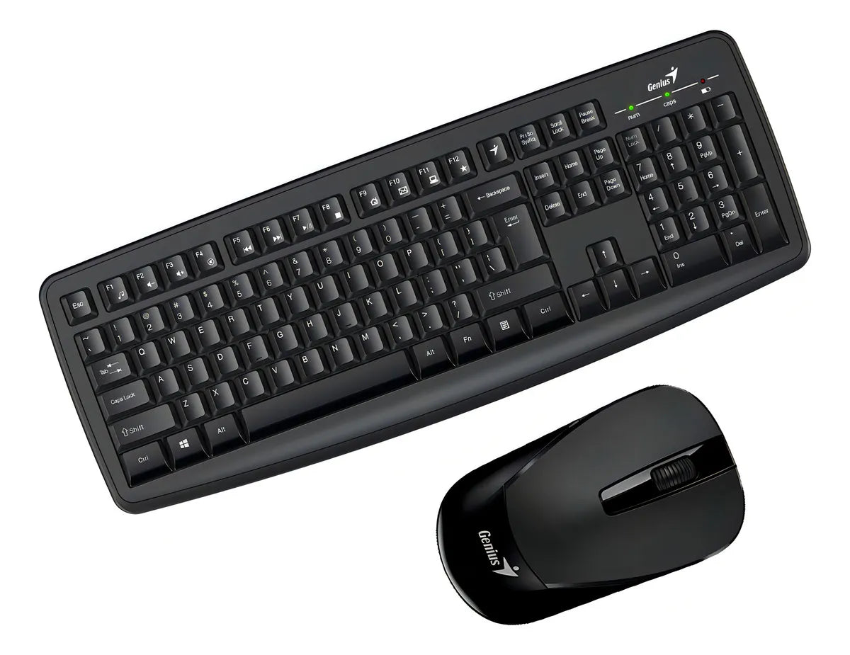 Kit de teclado y mouse inalámbrico Genius KM-8100 Español Latinoamérica de color negro