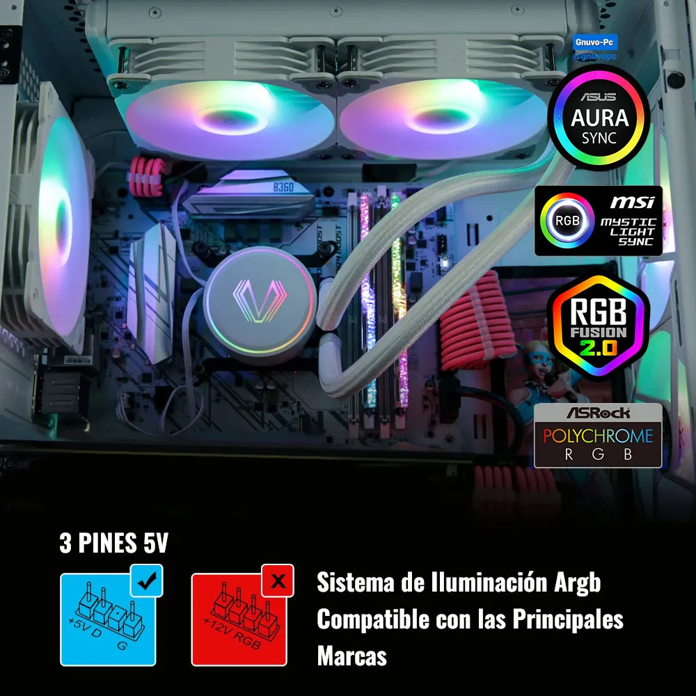 Enfriamiento Liquido Pc 240 Mm Argb Lga 1700 Am5 1200 Blanco