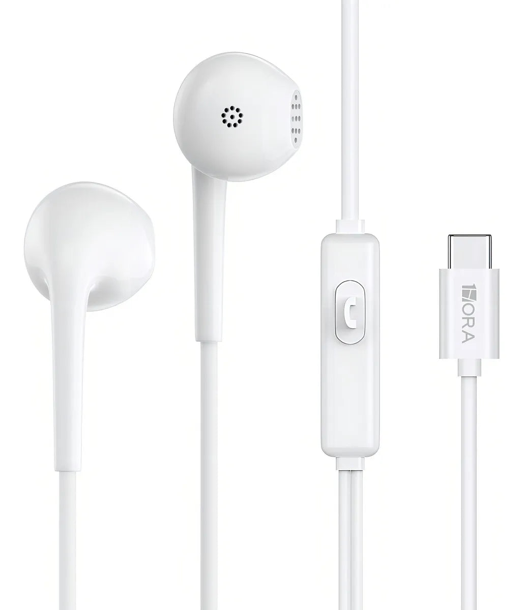 Audífonos In-ear Manos Libres Alámbrico Tipo Usb C Aut124 Color Blanco
