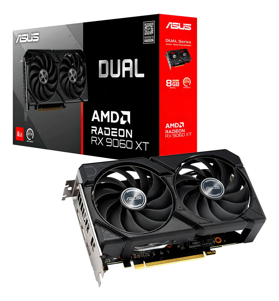 Tarjeta De Video Asus Dual Amd Radeon Rx 9060 Xt 8g Gddr6 2 Fan Rdna 4 Pci Express 5.0