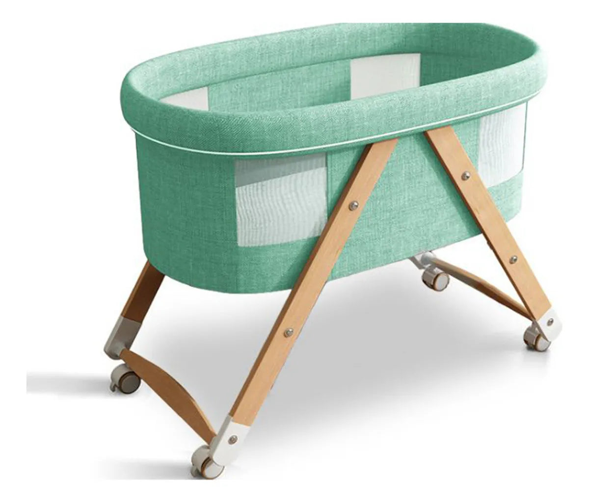 Cuna Corral Bebé Portátil Plegable Mosquitero Y Organizador Color Agua Diseño De La Tela Liso