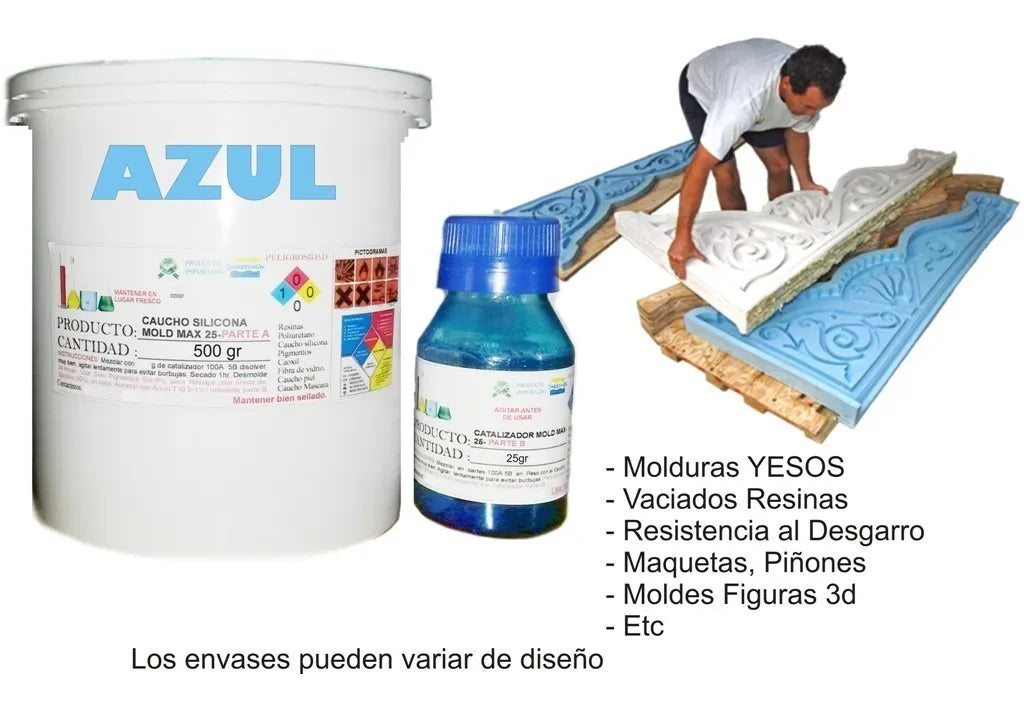 Caucho Silicona Mold Liquido Moldes X500g Molduras Yeso 3d