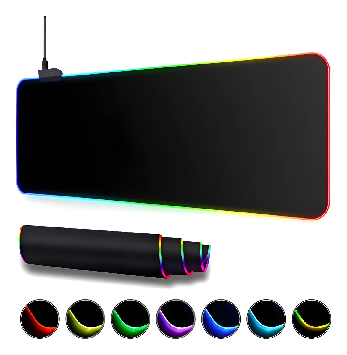 Pad Mouse Gamer Rgb Xxl Luminoso Led 80*30 Cm Antideslizante Negro