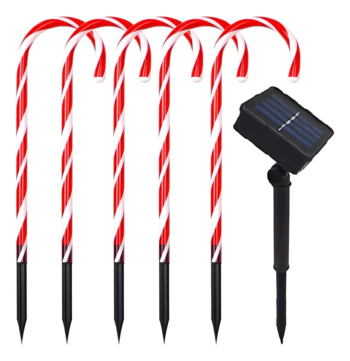 Luces Decorativas 5 Unidades Solares Navidenas Bastones Navideños Luces Solares Decorativas Navidad Adornos Navideños Luces Navideñas Decorativas Qatarshop Bastones Luces Solares