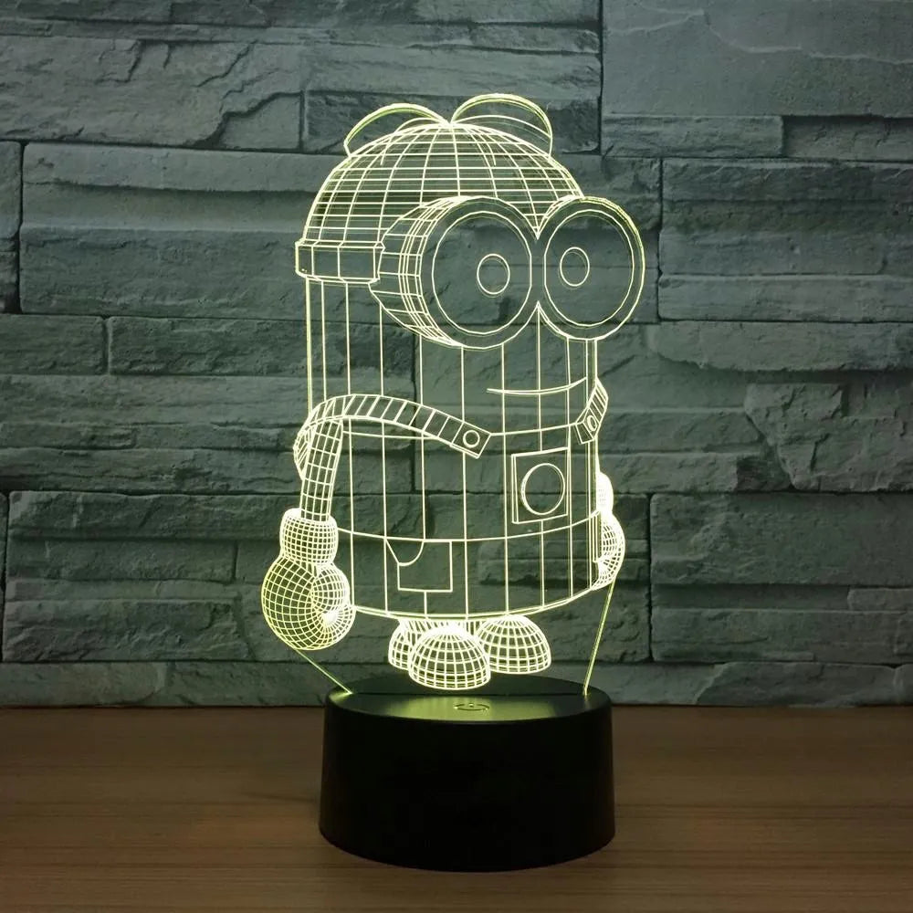 Lámpara De Noche Led 3d Minions Holograma Regalo Decoración Negro