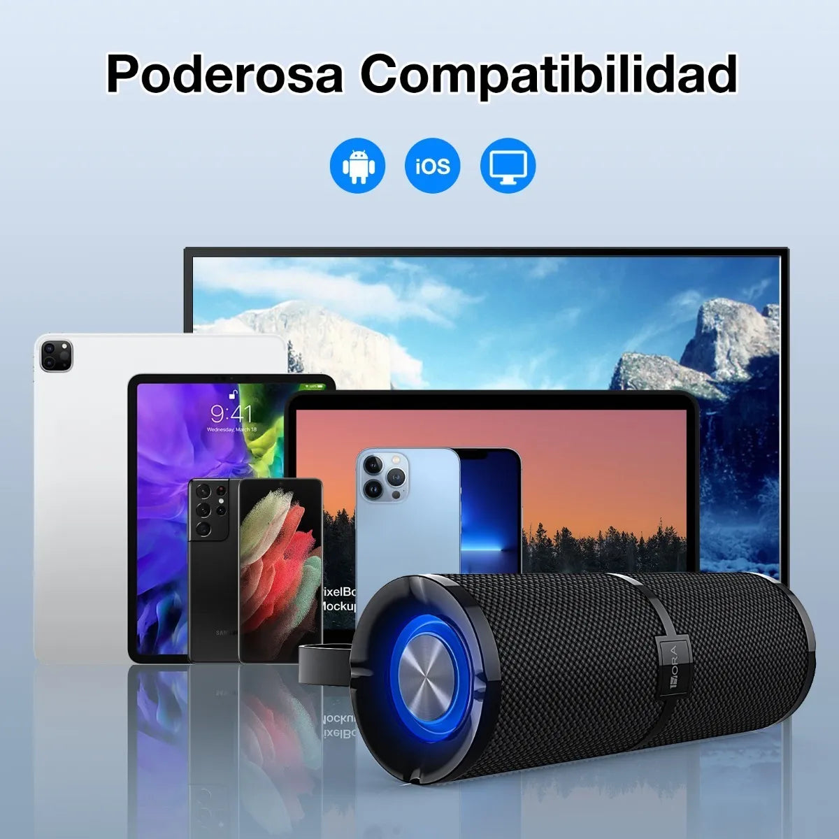 Bocina Bluetooth Portátil, 1hora Boc060 Bluetooth 5.1 Negro