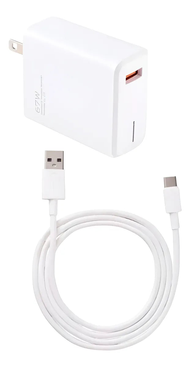 Cargador Celular Tipo C 67w Cable Carga Rápida Usb Teléfono Blanco