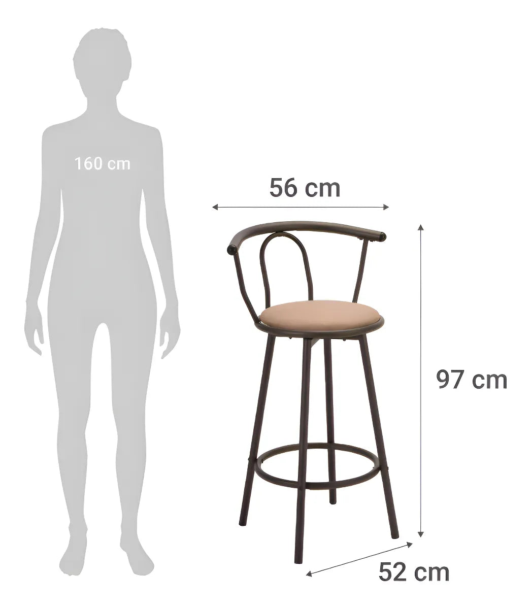 Silla Alta De Bar Giratoria Silla Para Bar Alta Premium Color Cafe