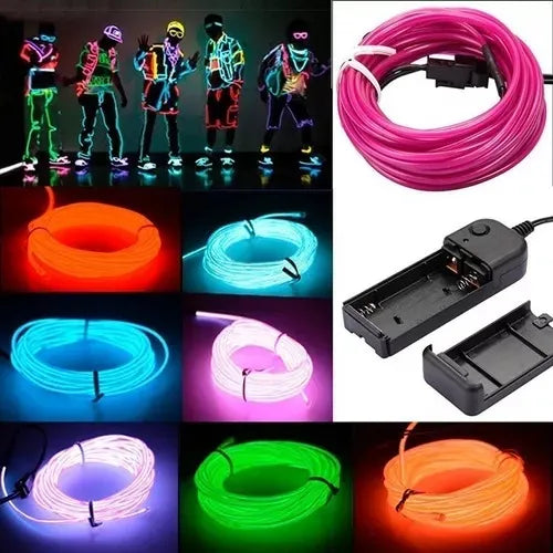 Cable Cordon Luz Led Neón 3mt Luminoso Decoración Party Hilo Multicolor