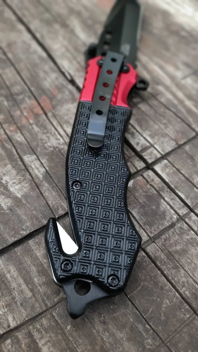 Cuchillo Navaja Tactica De Rescate Bomberos Camping Defensa Negro