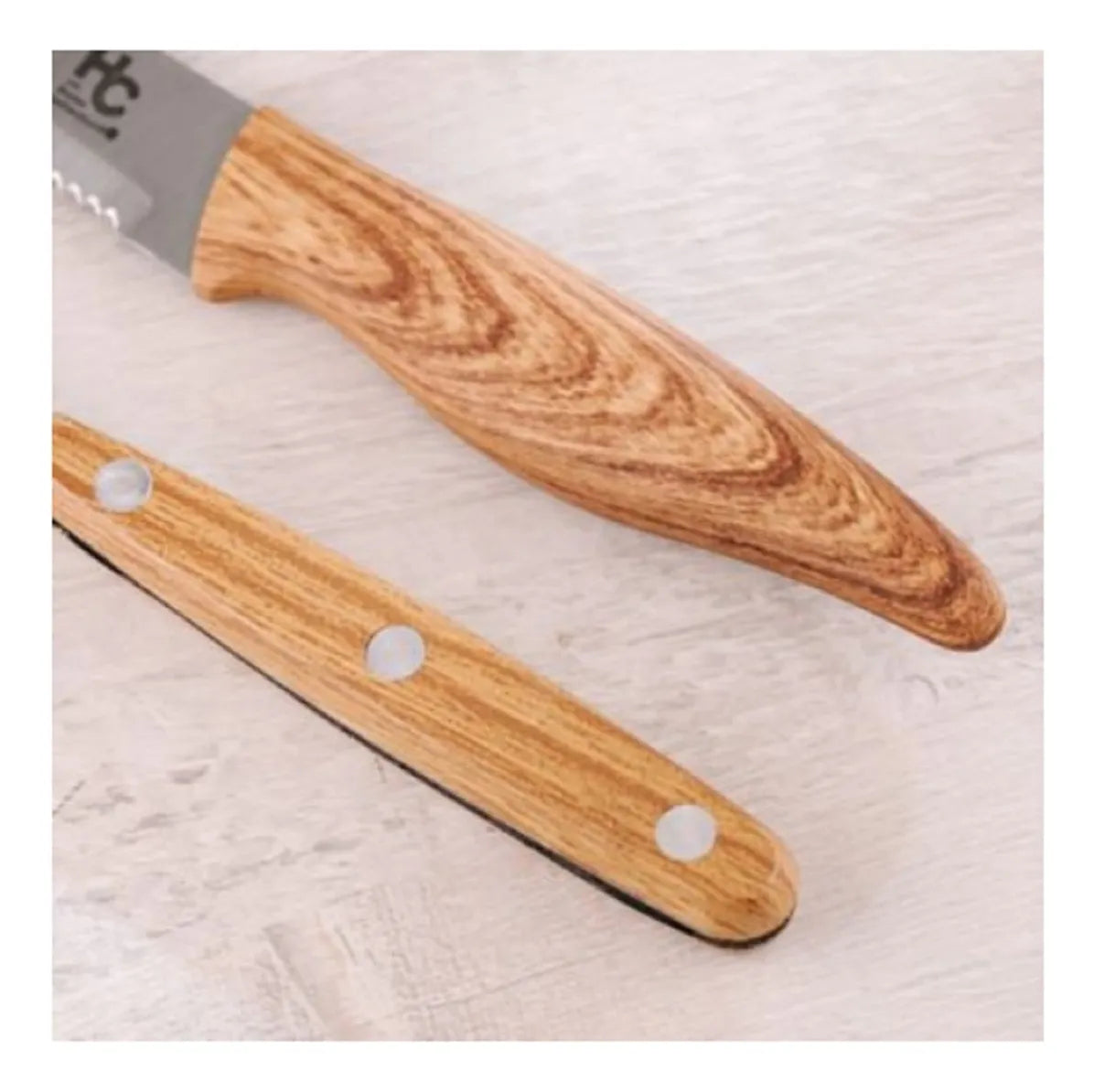Set Cubiertos Cuchillo Y Tenedor 12 Piezas, Especial Asados Color Color Madera