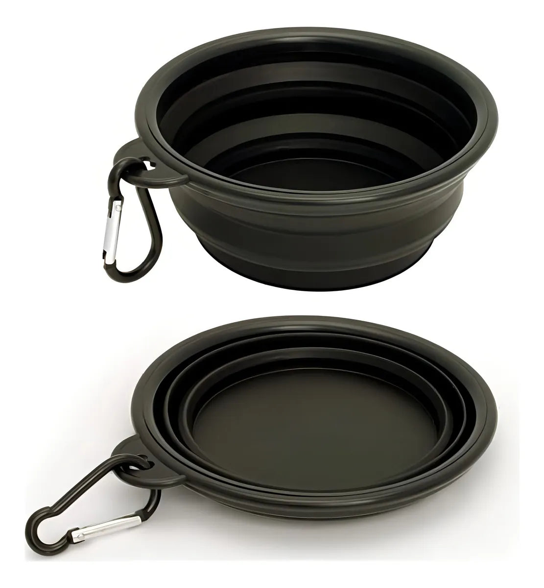 Plato De Goma Plegable Portátil De Mascotas Perro Y Gato Color Negro