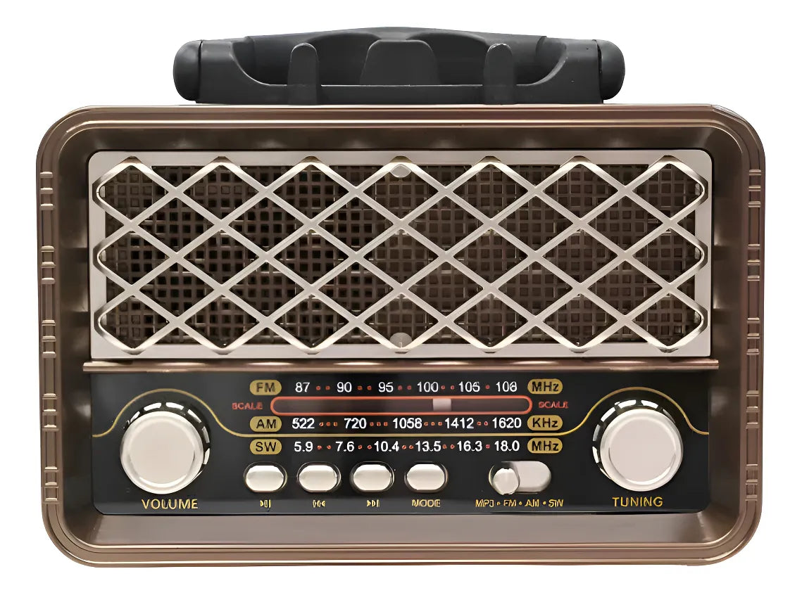 Radio Parlante Bluetooth Vintage Am/fm/sw Linterna Recarg Café