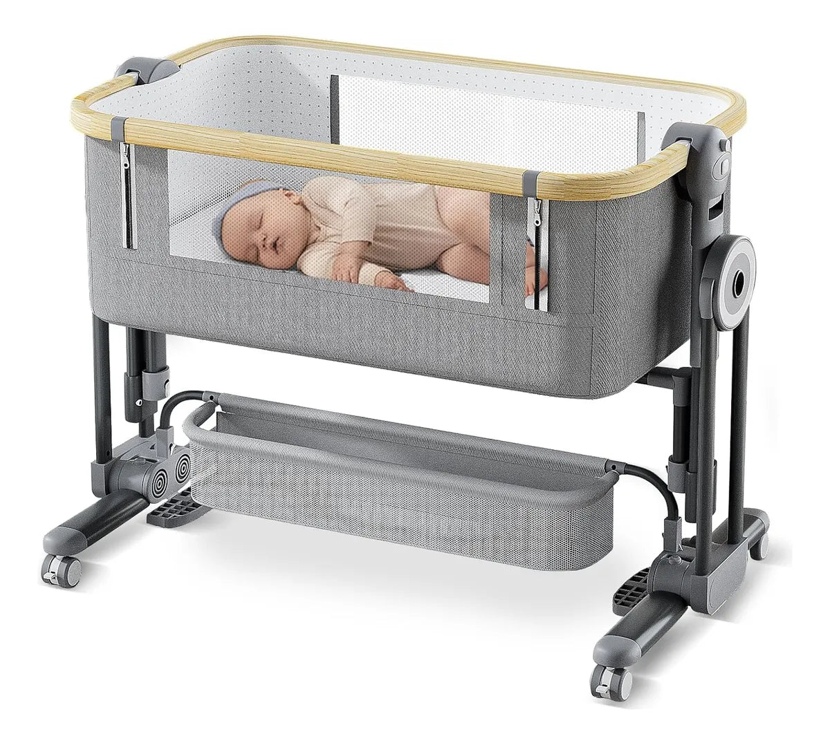 Cuna Lateral 4 En 1 Para Bebé Con Ruedas - Comodidad Y