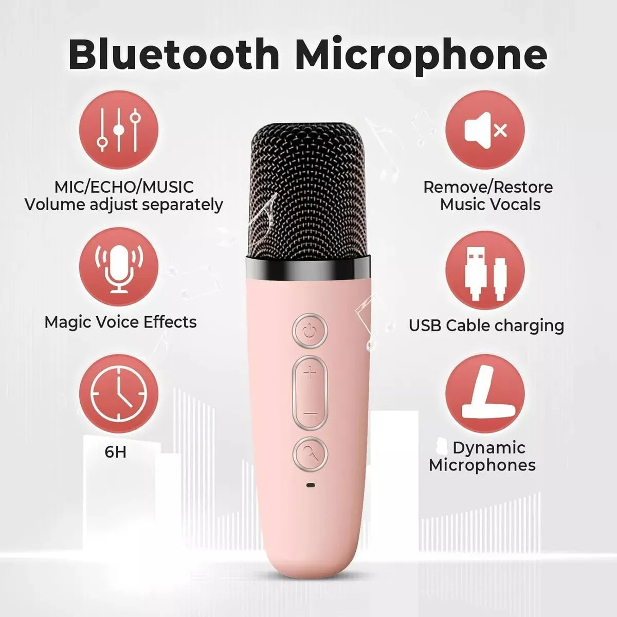 Parlante Karaoke Portátil Mini Con Micrófono Inalámbrico Bt Color Rosa