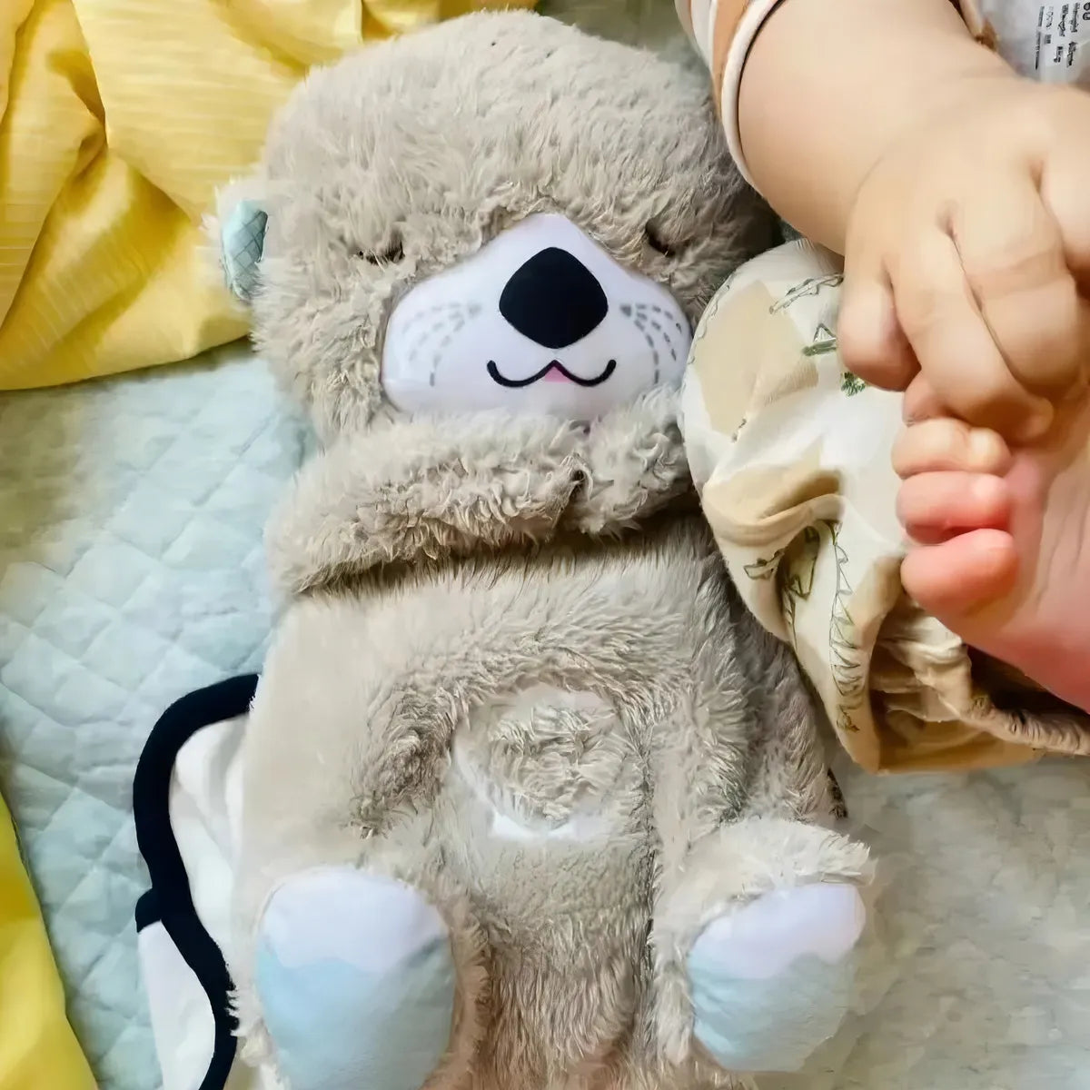 Peluche Realista Nutria Bebe Estimulacion Sensorial Sonido, Compañera De Respiración Relajante Ansiedad Te Ayuda A Dormir Color Gris