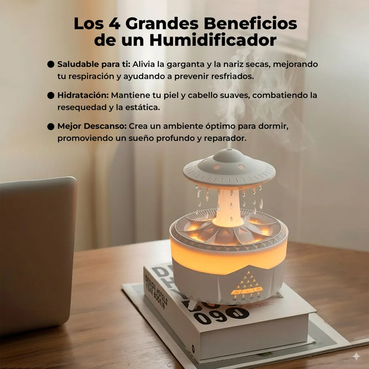 Humidificador Difusor Lluvia Con Control Remoto 350 Ml - Blanco