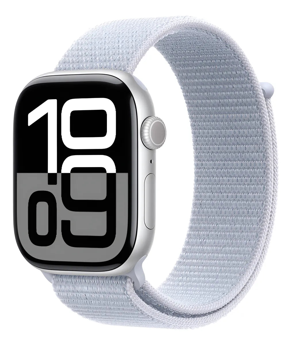 Apple Watch Series 10 GPS • Caja de aluminio color plata de 46 mm • Correa loop deportiva azul nube - Distribuidor Autorizado
