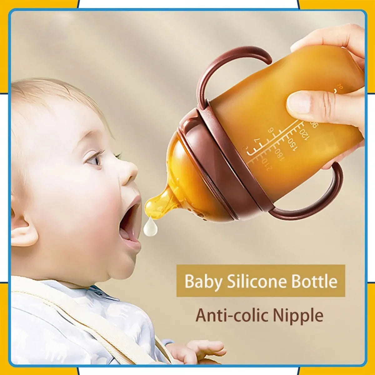Tetero Biberon Silicona Simulador Pecho Bebes 150ml Caqui 150 Ml