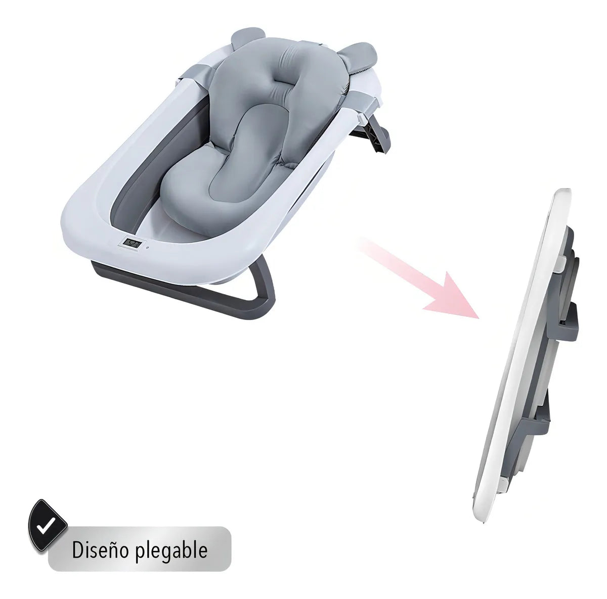 Tina Bañera Plegable Para Bebé Color Gris Tina Bañera Plegable Para Bebé