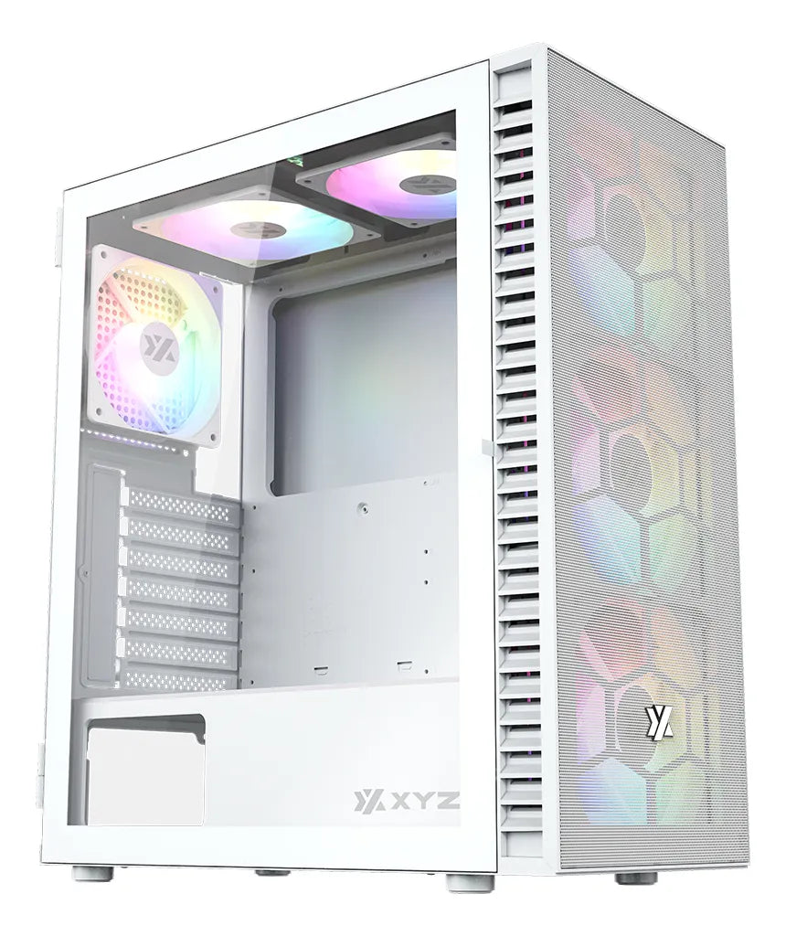 Gabinete Chasis Gamer Xyz Airone 100 Mesh White Rgb Blanco