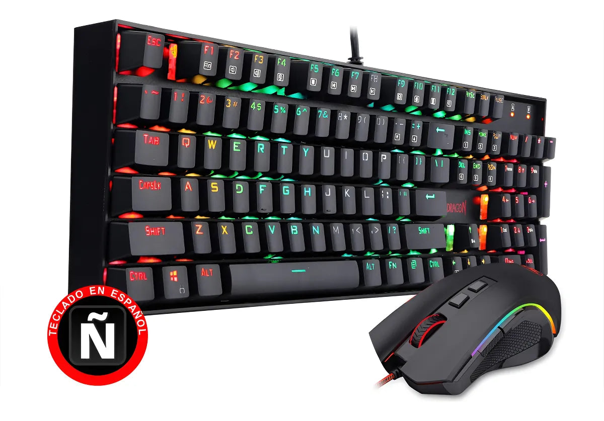 Combo Gamer Redragon K551rgb, Teclado Mecánico + Mouse M607 Negro Negro