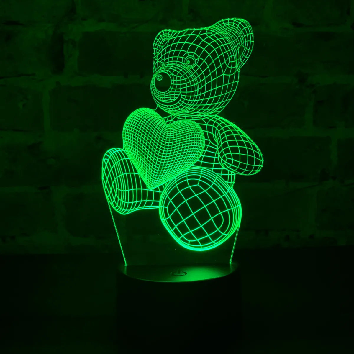 Lampara De Noche Led 3d Oso Niños Regalo Novios Amor Negra