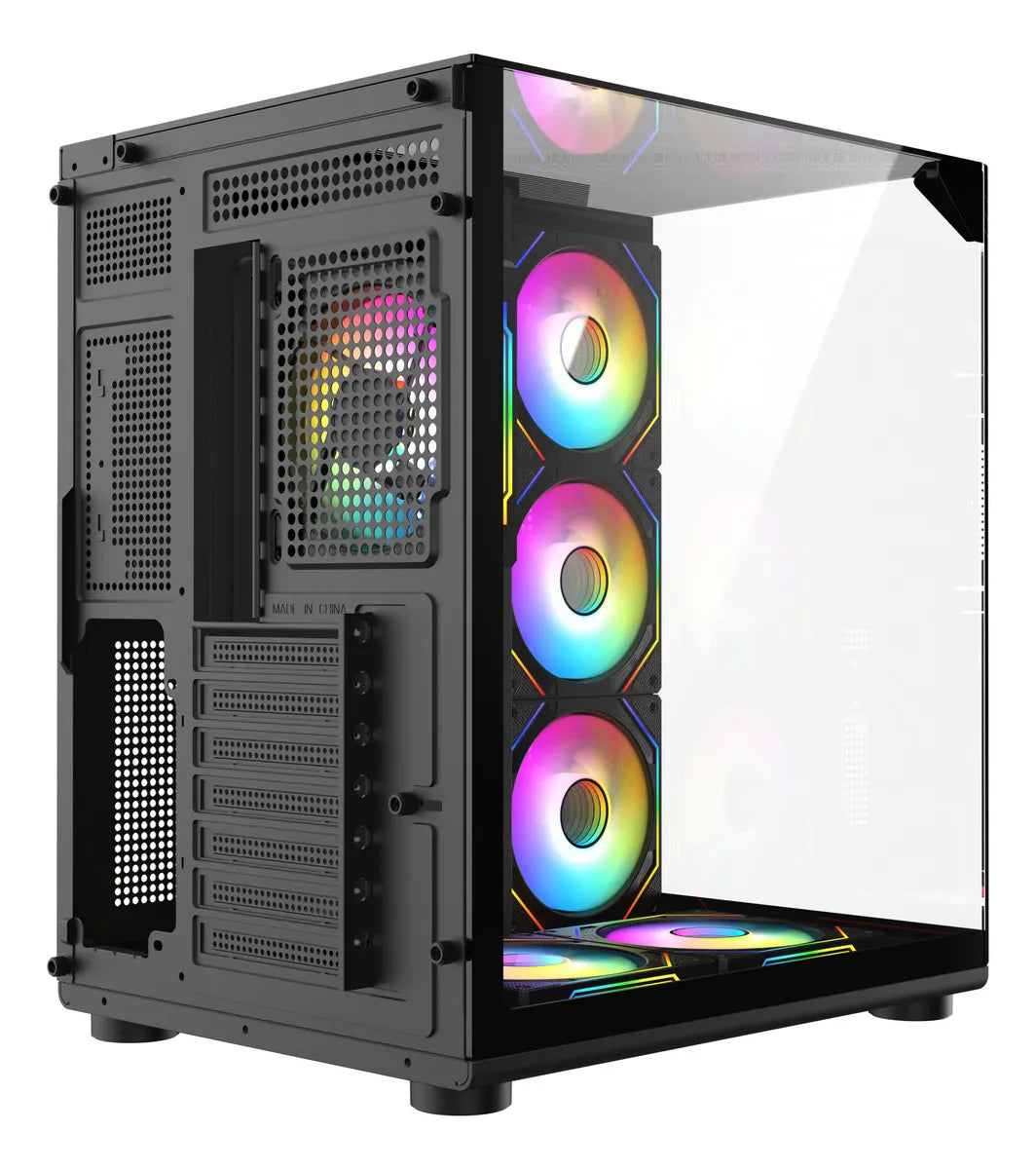 Chasis Gamer Iceberg Crystal Cube S Black 6 Fans Argb Negro