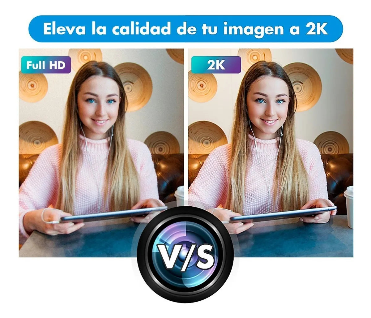 Webcam Camara Web Linkon 2k 1440p Usb Microfono + Tripode Color Negro