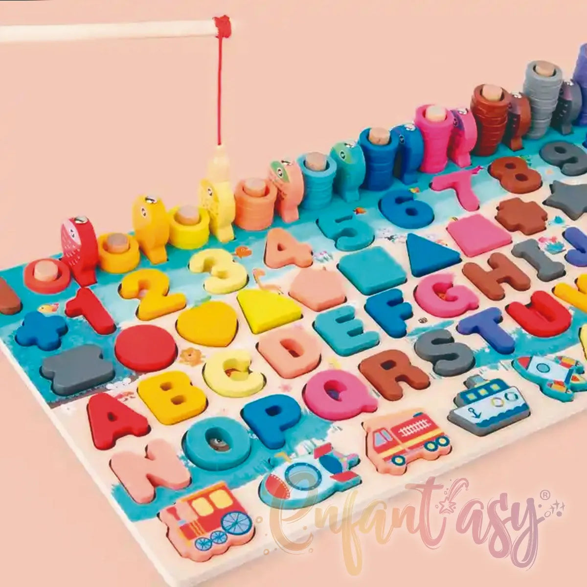 Tablero Didáctico Madera Juego Alfanumérico Infantil Encajar