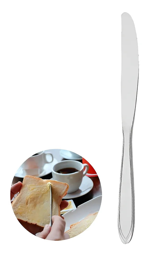 Juego de 12 cuchillos para cocina y postres, cubiertos de acero inoxidable para restaurantes, color plateado