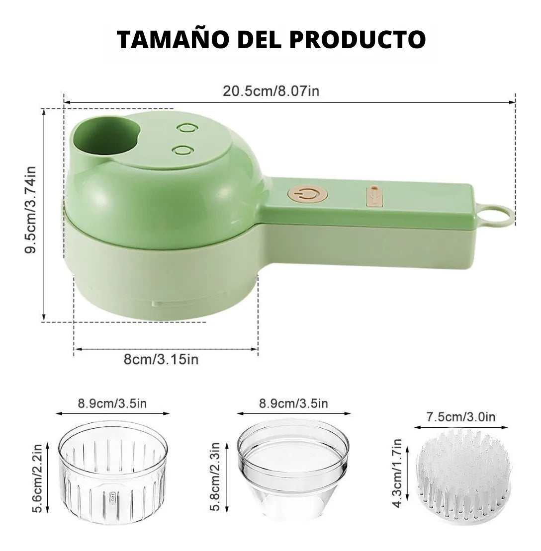 Cortador De Verduras 4 En 1 Picatodo Recargable Triturador