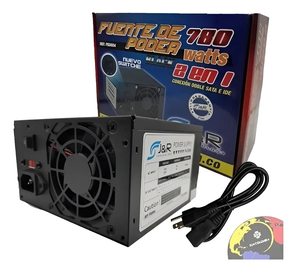 Fuente De Poder - 780w 2 En 1 J Y R Psu-004 Negro