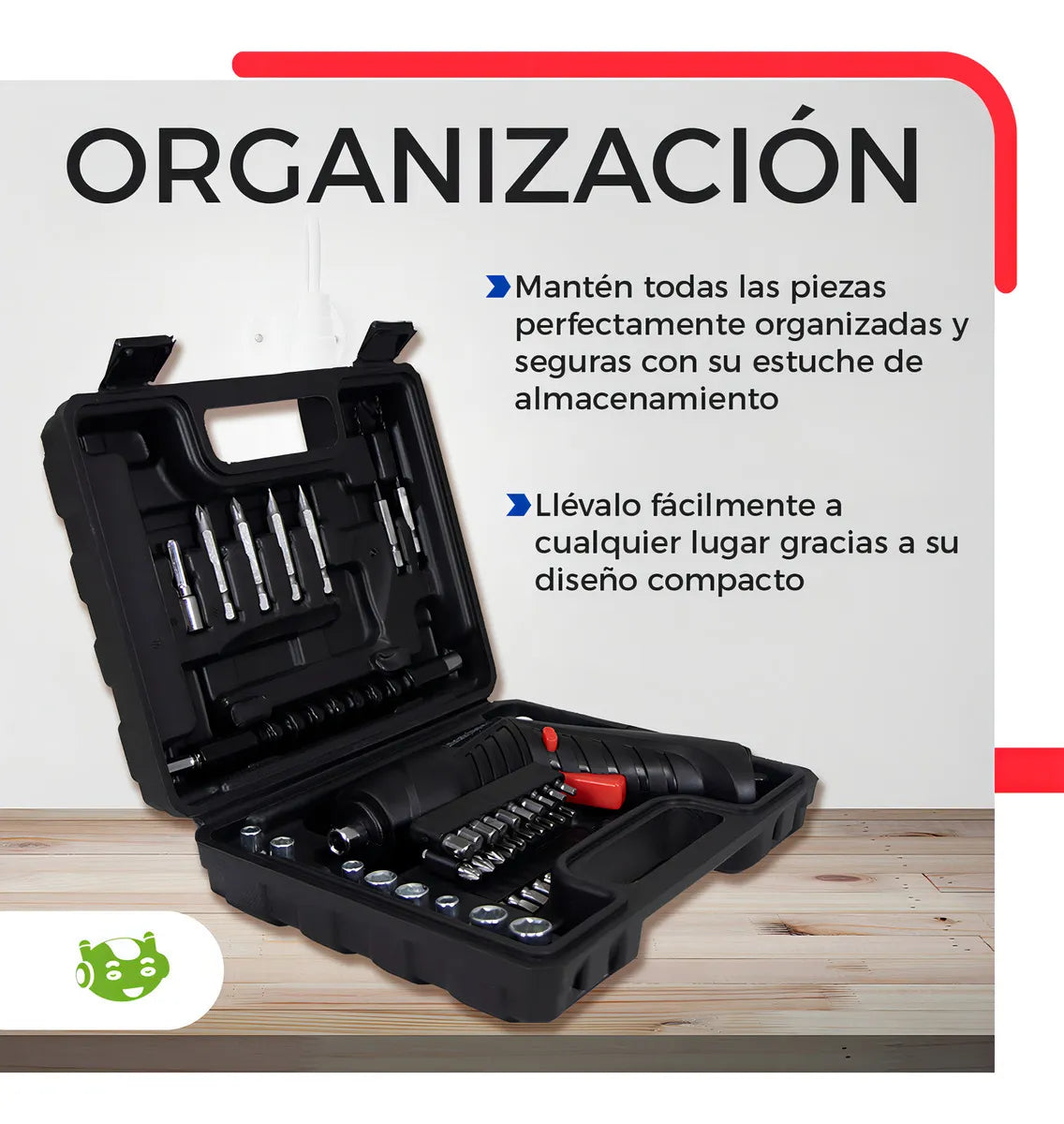 Kit Destornillador Eléctrico Recargable Inalámbrico - Negro