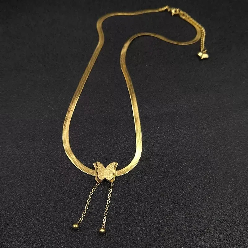 Collar Gargantilla Mariposa Lazo Mujer Regalo De Moda Dorado