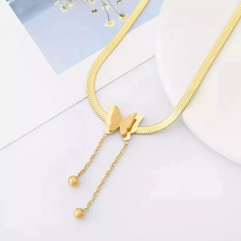 Collar Gargantilla Mariposa Lazo Mujer Regalo De Moda Dorado