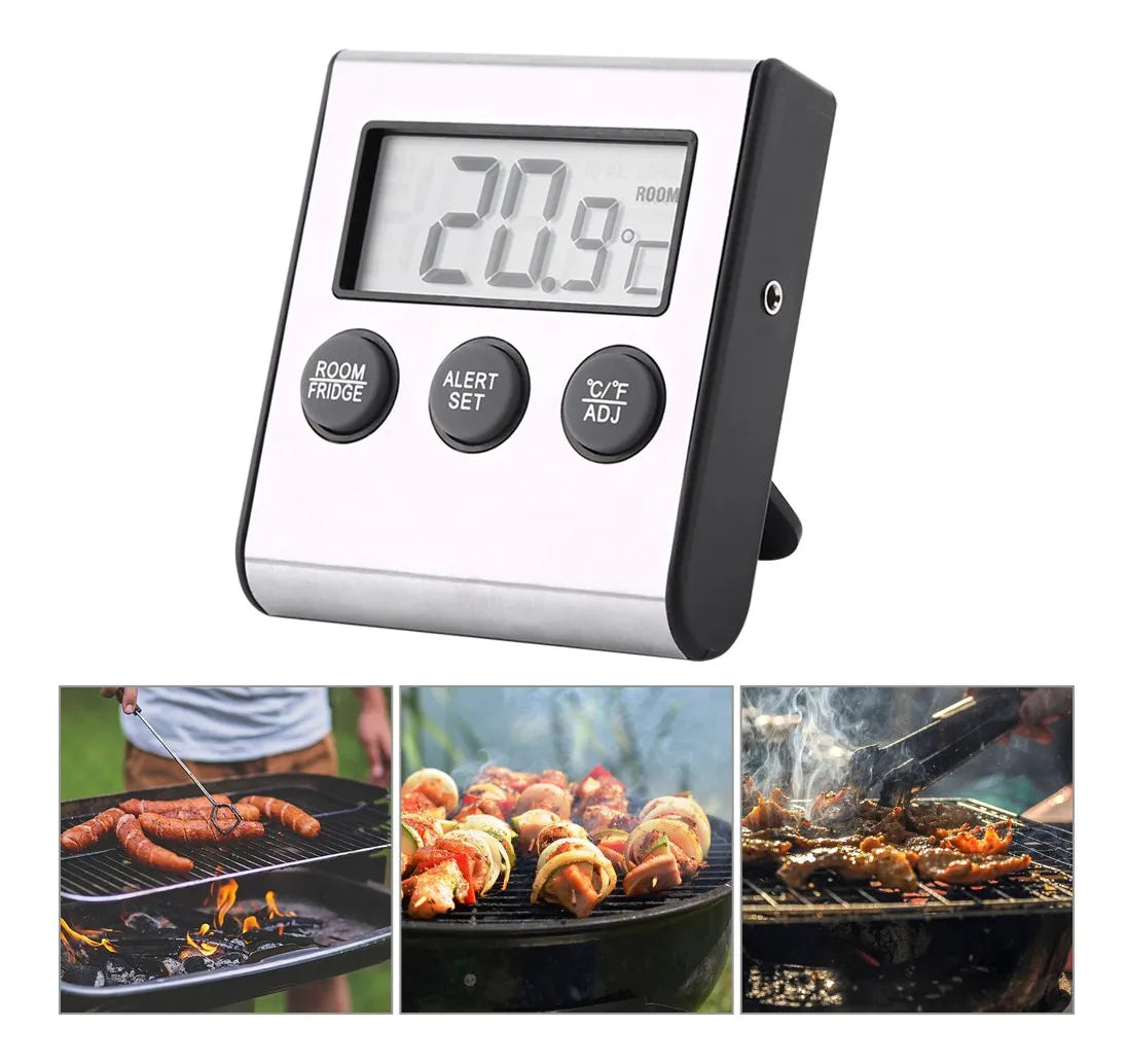 Termómetro Digital Horno Cocina Bbq Sonda Acero Iman Base