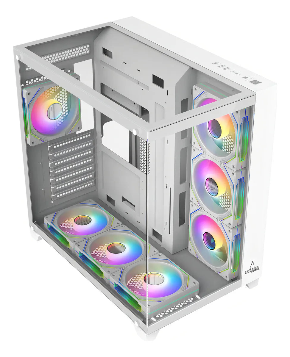 Caja Gabinete Gamer Iceberg Crystal Cube Xl 7x Fans Argb Color Blanco