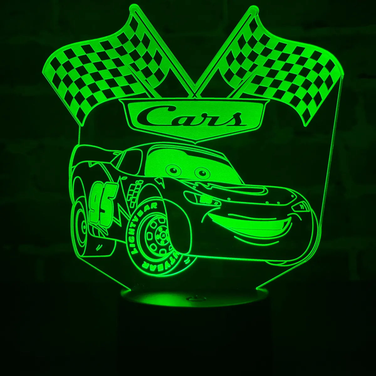 Lámpara De Noche Led Rayo Mcqueen Cars Regalo Decoración Negro