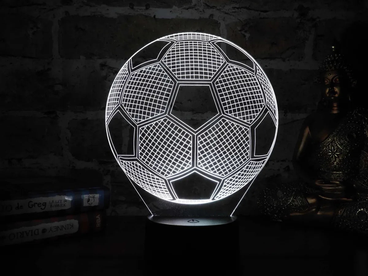 Lámpara De Noche 3d Led Balón Fútbol Regalo Holograma Negra